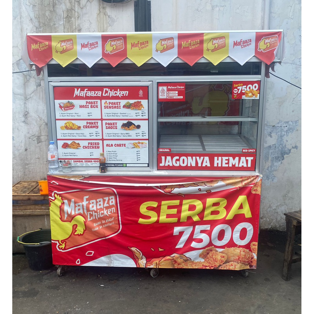 Gerobak mafaaza fried chicken ayam goreng + peralatan masak