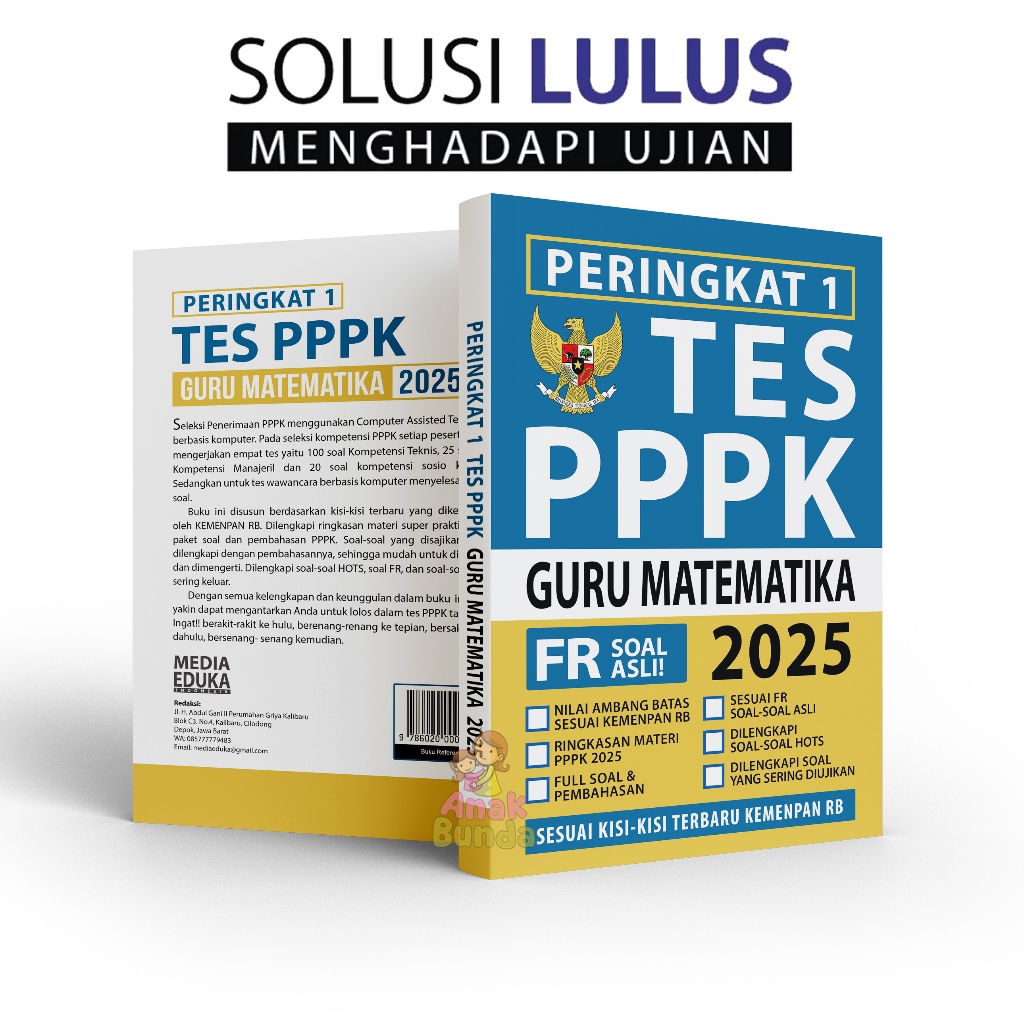 Media Eduka - Buku Peringkat 1 PPPK Guru Matematika 2025 / Buku PPPK Guru Matematika 2025