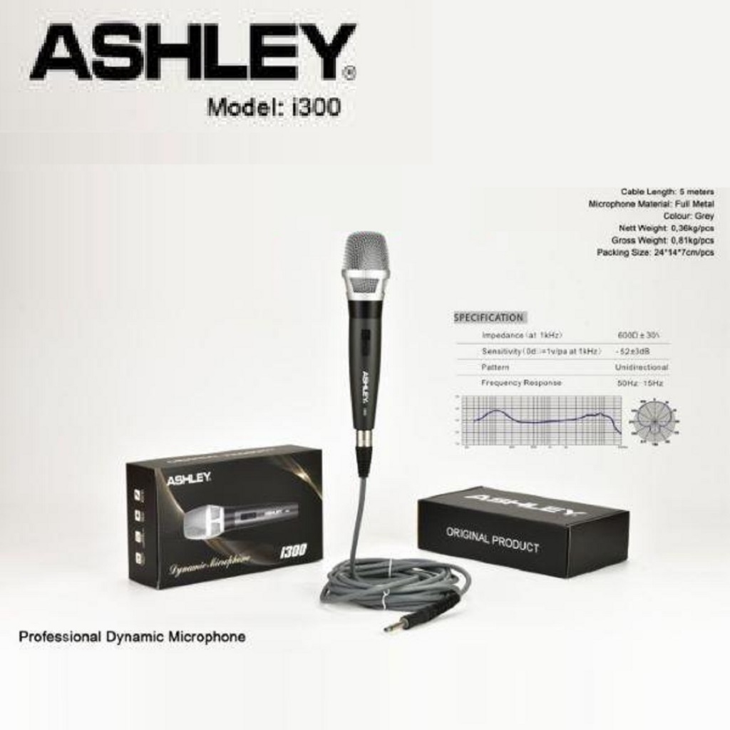 Mic Kabel ASHLEY I300 / I 300 ORIGINAL Microphone Ashley i300