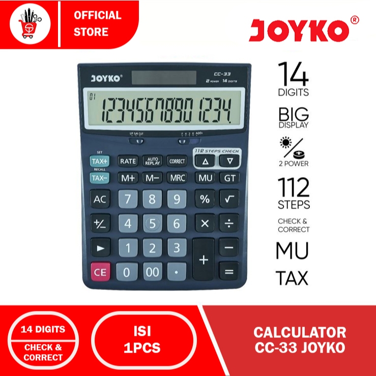 

Calculator | Kalkulator Joyko CC-33 14 Digits Check Correct (1PCS)