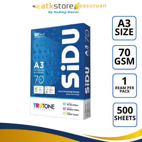 

Kertas HVS SIDU A3 70 Gram 1 Rim - Kualitas Terbaik untuk Cetak dan Fotocopy