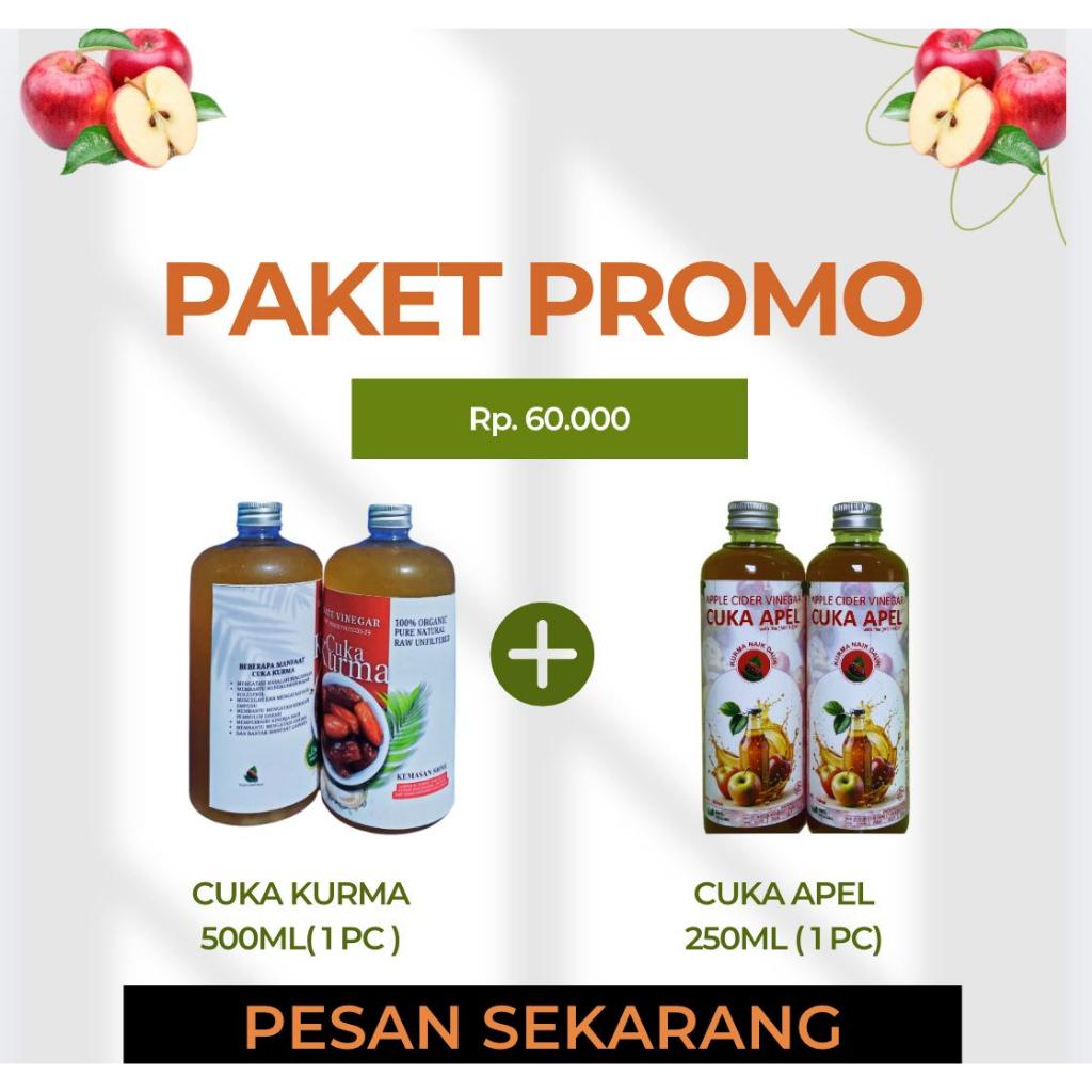 

Bundling Cuka Apel dan Cuka kurma 500ml-Apple Cider Vinegar Murni