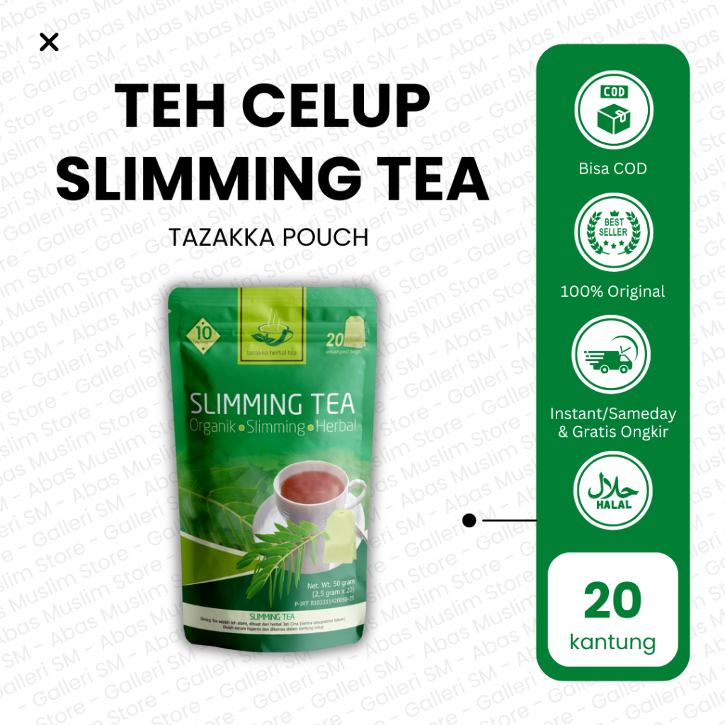 

Teh Slimming Tea Tazakka Minuman Herbal Celup Pouch Isi 20 Diet Wasir Konstipasi Pencernaan BB
