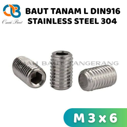 Baut Tanam L M3 x 6 / L-Set Socket M3x6 Stainless SS304 Din916