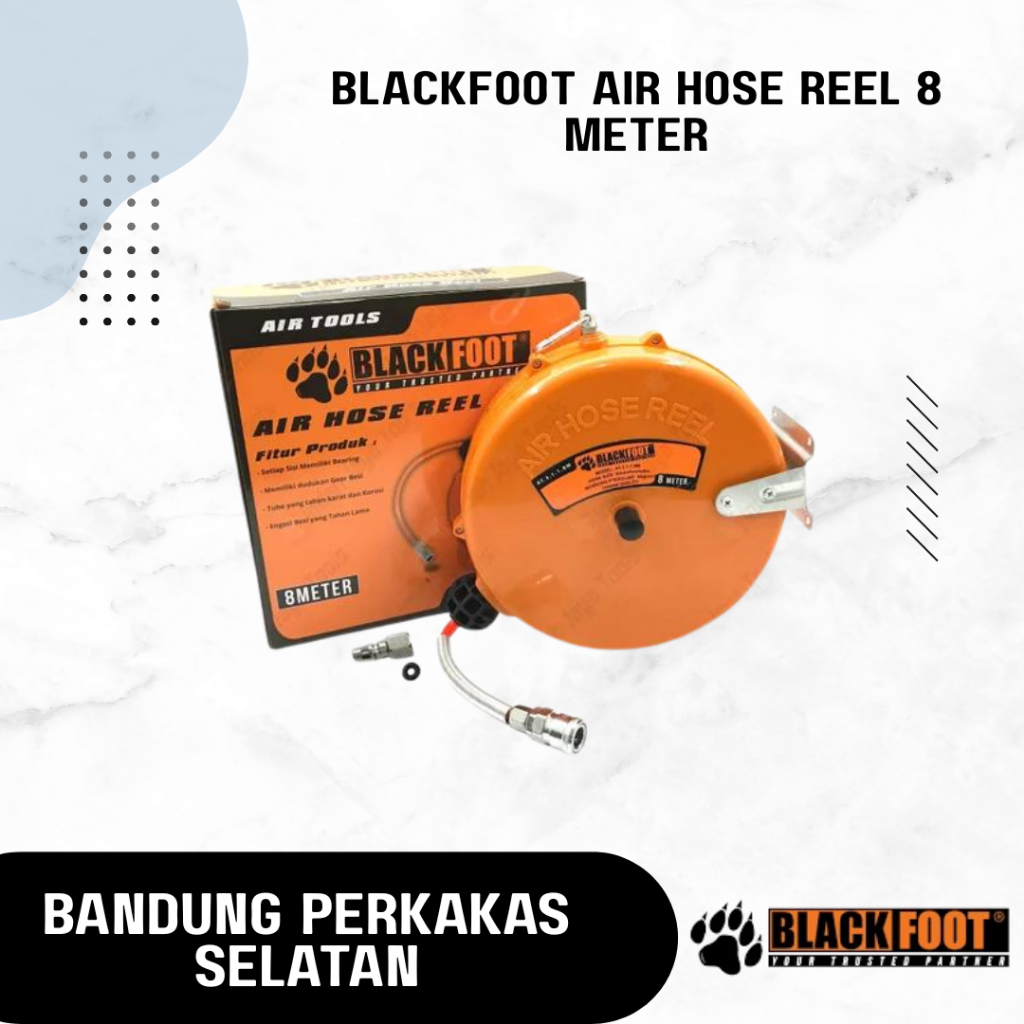 BLACKFOOT Air Hose Reel 8 Meter - Selang Kompresor Gantung Otomatis