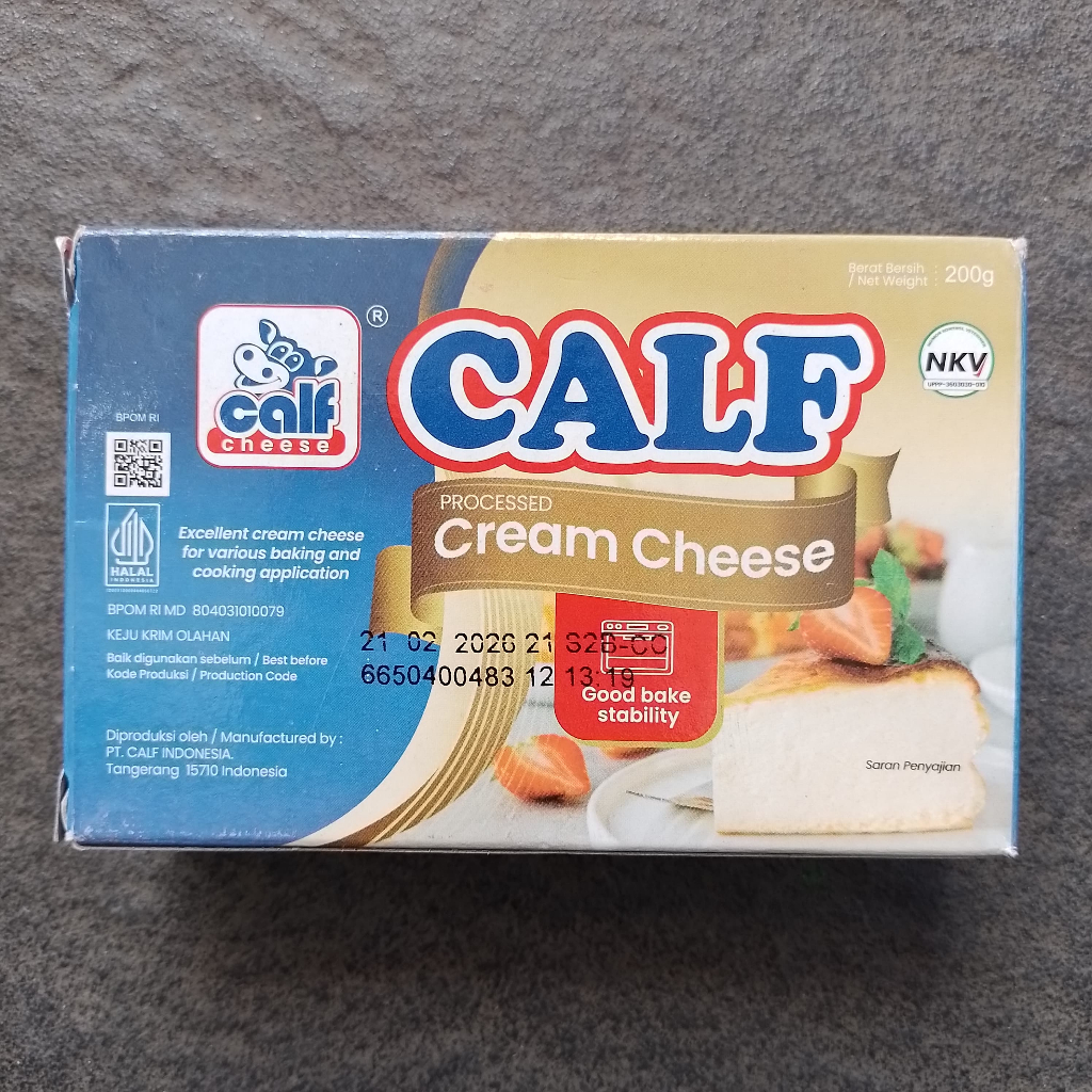 

Keju Cream Cheese CALF Cheddar 200gr ( Pak ) [ Original ]