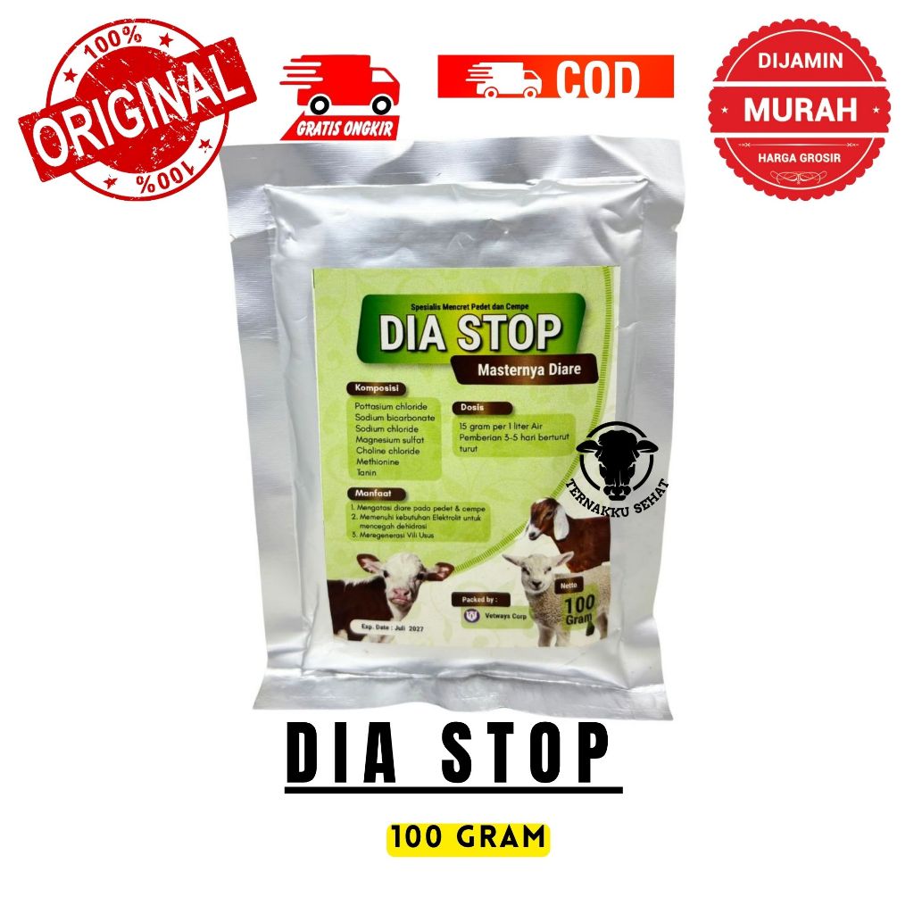 DIA STOP 100 GRAM - Obat Diare Mencret Sapi Kambing Domba Pedet Cempe