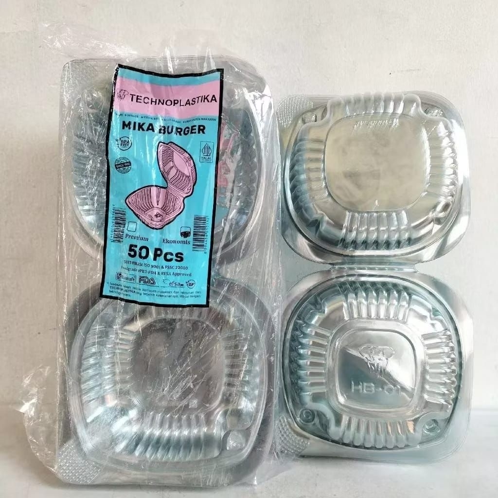 [ 1 Pack Isi 50 pcs ] Mika Burger HB-01 - Mika Plastik Hamburger/ Mika  Sifon Mini
