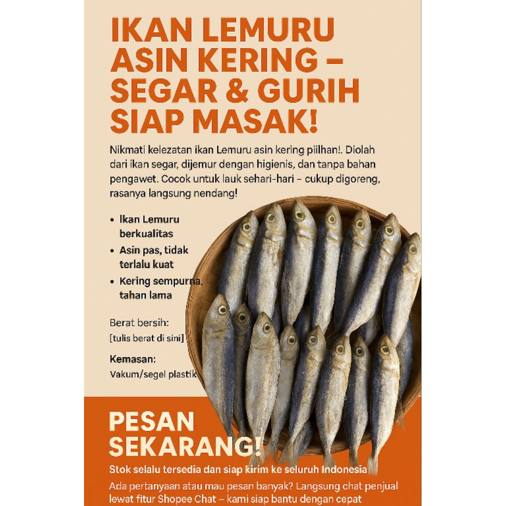 

IKAN LEMURU ASIN KERING – SEGAR & GURIH SIAP MASAK!