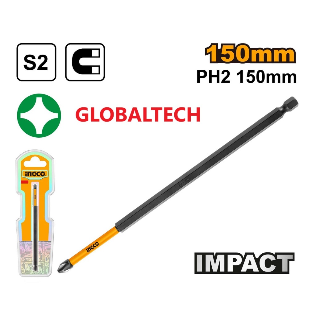 Ingco Sdbim11Ph263 Mata Obeng Impact 150Mm Ph2 Impact Screwdriver Bit