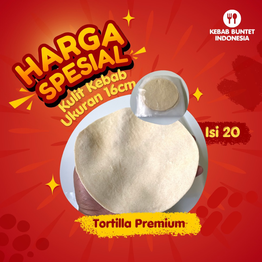 

Tortilla / Kulit Kebab diameter 16-18cm (isi 20)