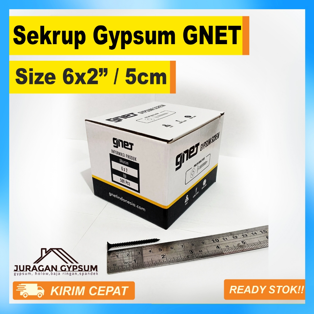 Skrup Gypsum 6x2" 5cm / Sekrup gipsum 6x2 / panjang 5 cm isi 500 merek GNET