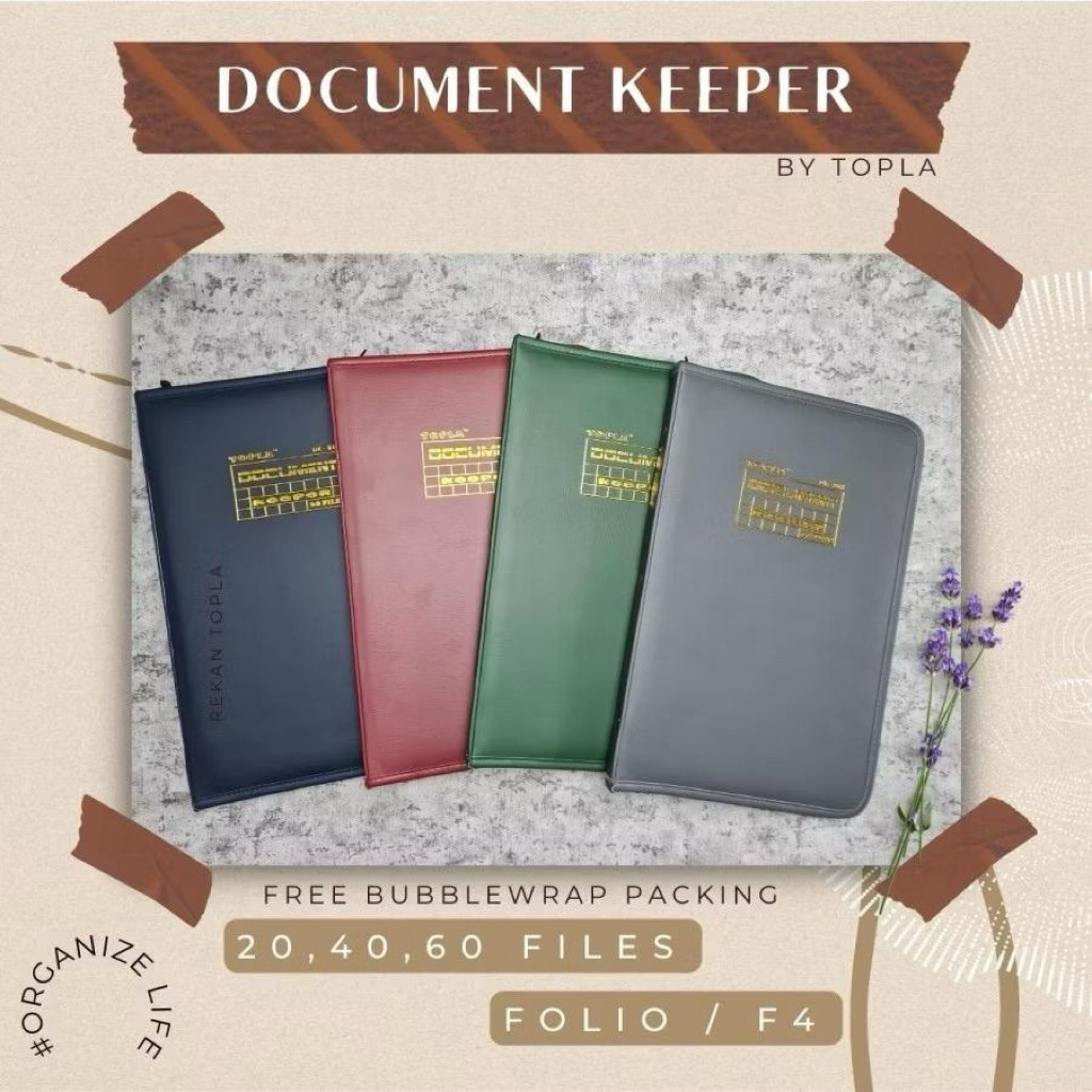 

Topla Map Dokumen Keeper Resleting Anti Air Kulit / Map Document Keeper F4 (Folio)