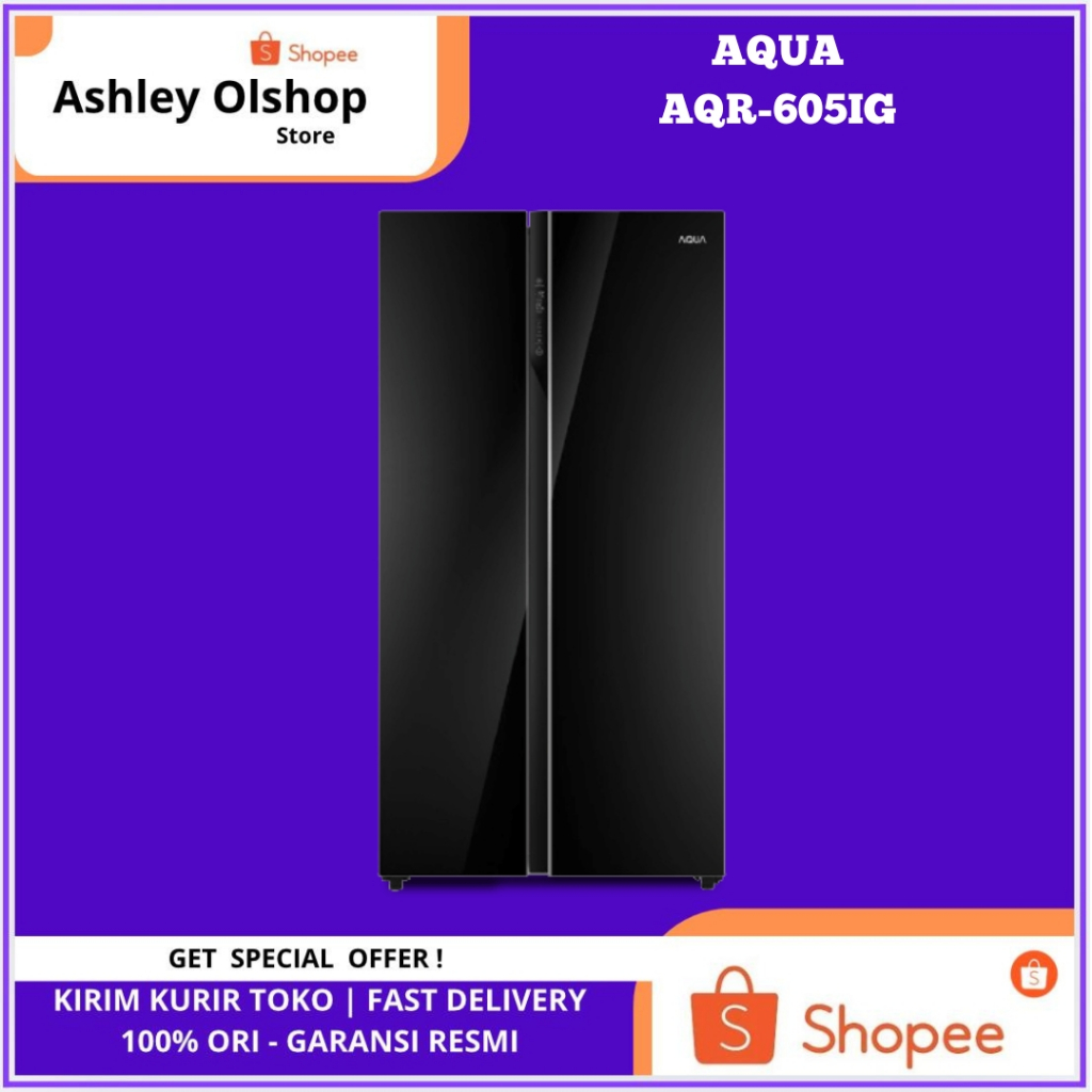 Kulkas Side by Side 541 Liter Aqua AQR-605IG (GB) Aqua AQR605IG Aqua Kulkas AQR 605IG Inverter