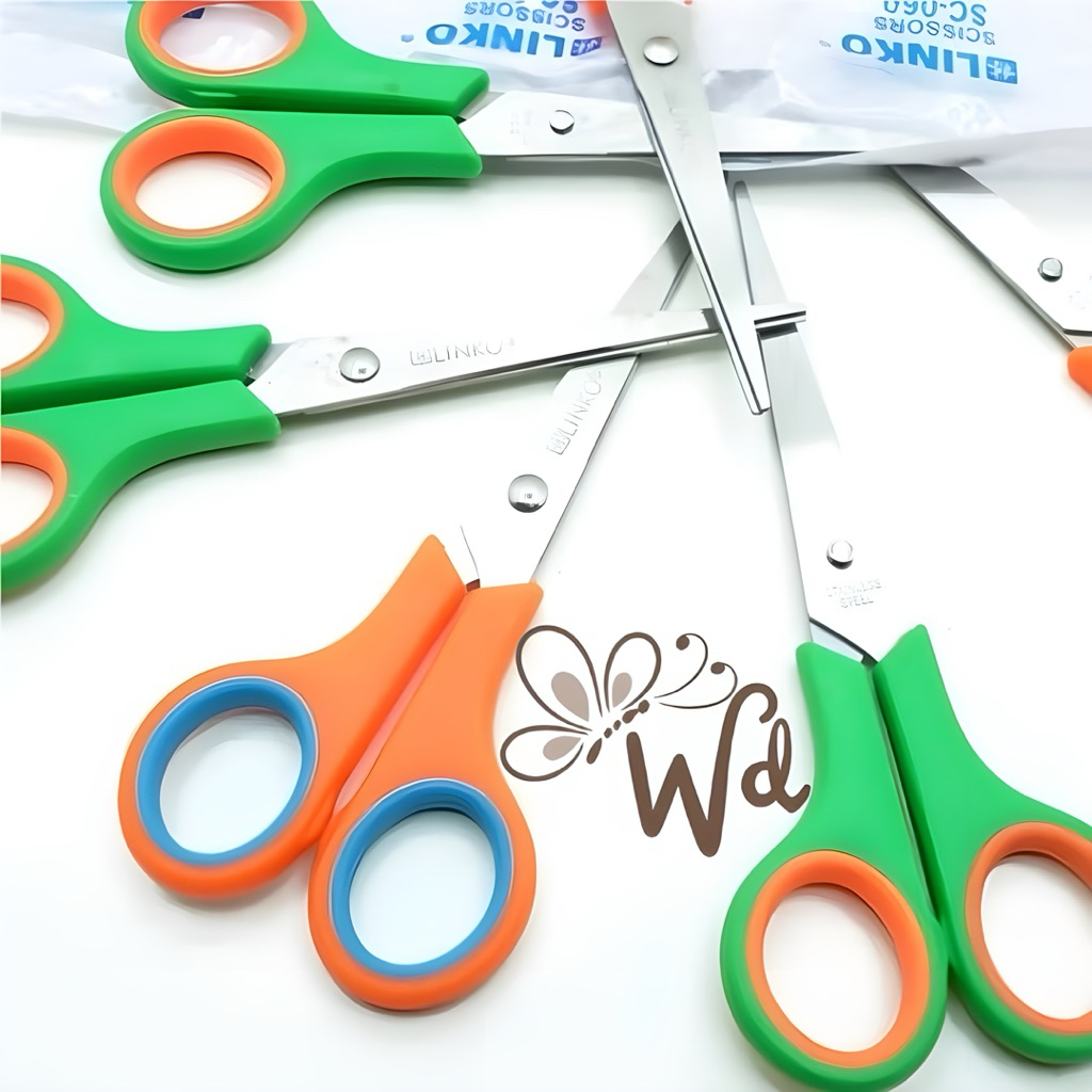 Gunting Bulat Kecil 4" Inch Warna Hitam / Gunting Kertas Gagang Karet Emigo EML-845-BC