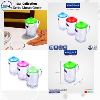 Gelas plastik/cangkir plastik tutup/gelas cafe/gelas minum/gelas Lucky star 122 TRW
