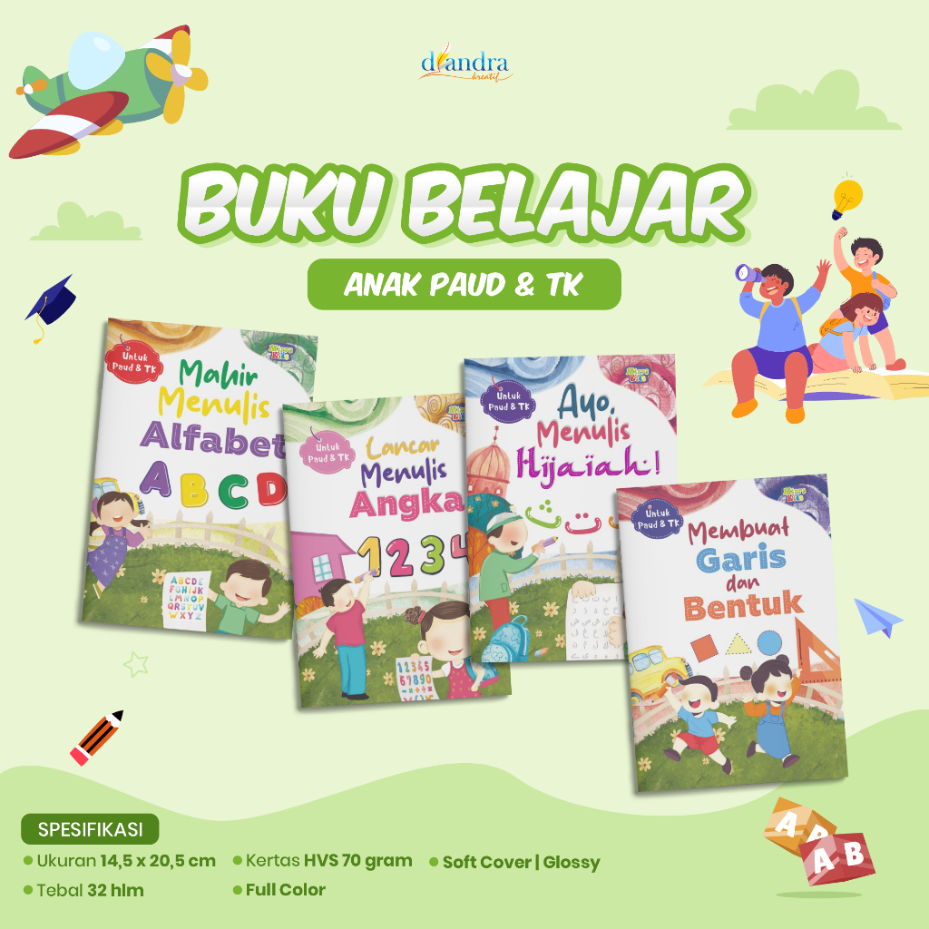 BELAJAR MENULIS AGKA,BELAJAR MENULIS HURUF, BELAJAR MENULIS HURUF HIJAIYAH, Untuk Anak PAUD & TK.