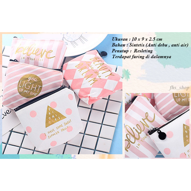 Dompet Mini Dompet Koin Dompet Lucu Dompet Aesthetic Pouch Lucu Pouch Mini Pink Gold Coin Pouch