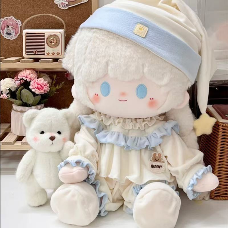 [READY STOCK] baju cotton doll baju boneka untuk boneka 40cm motif cute pajama ribbon blue bunny