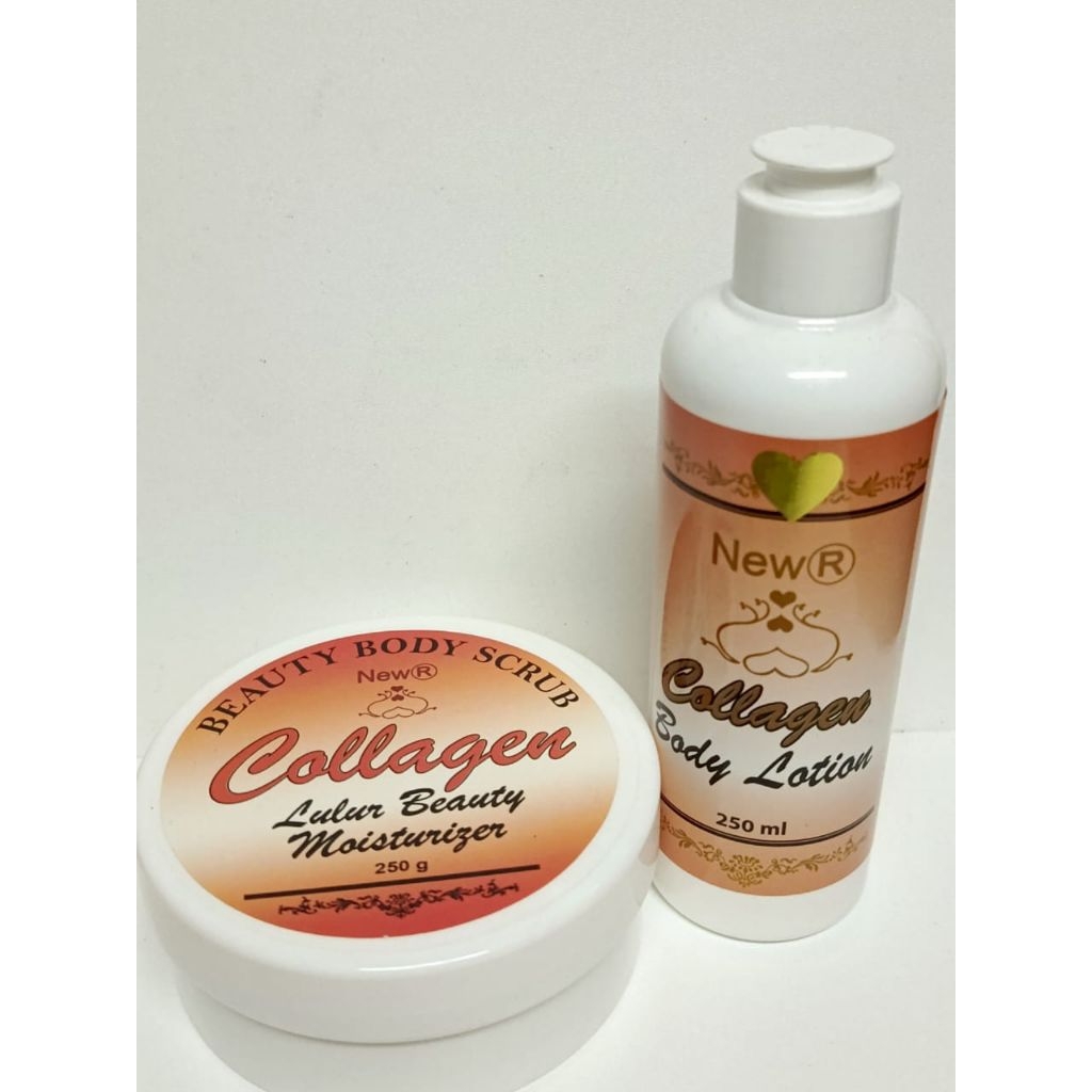 Paket 2in1 New R Lulur Collagen Beauty Moisturizer 250gr + Body Lotion 250gr Original Bpom