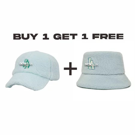 PROMO SALE BUY 1 GET 1 Topi MLB Korea LA Fleece Tosca Bordir Baseball Bucket Hat