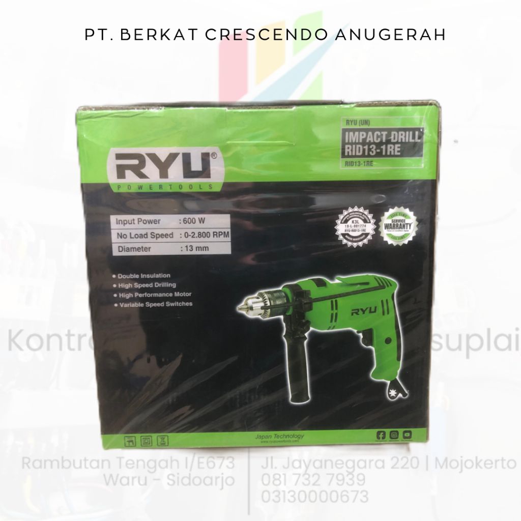 RYU IMPACT DRILL RID13-1RE RYU POWERTOOLS DRILL ALAT BOR RYU JAPAN TECHNOLOGY