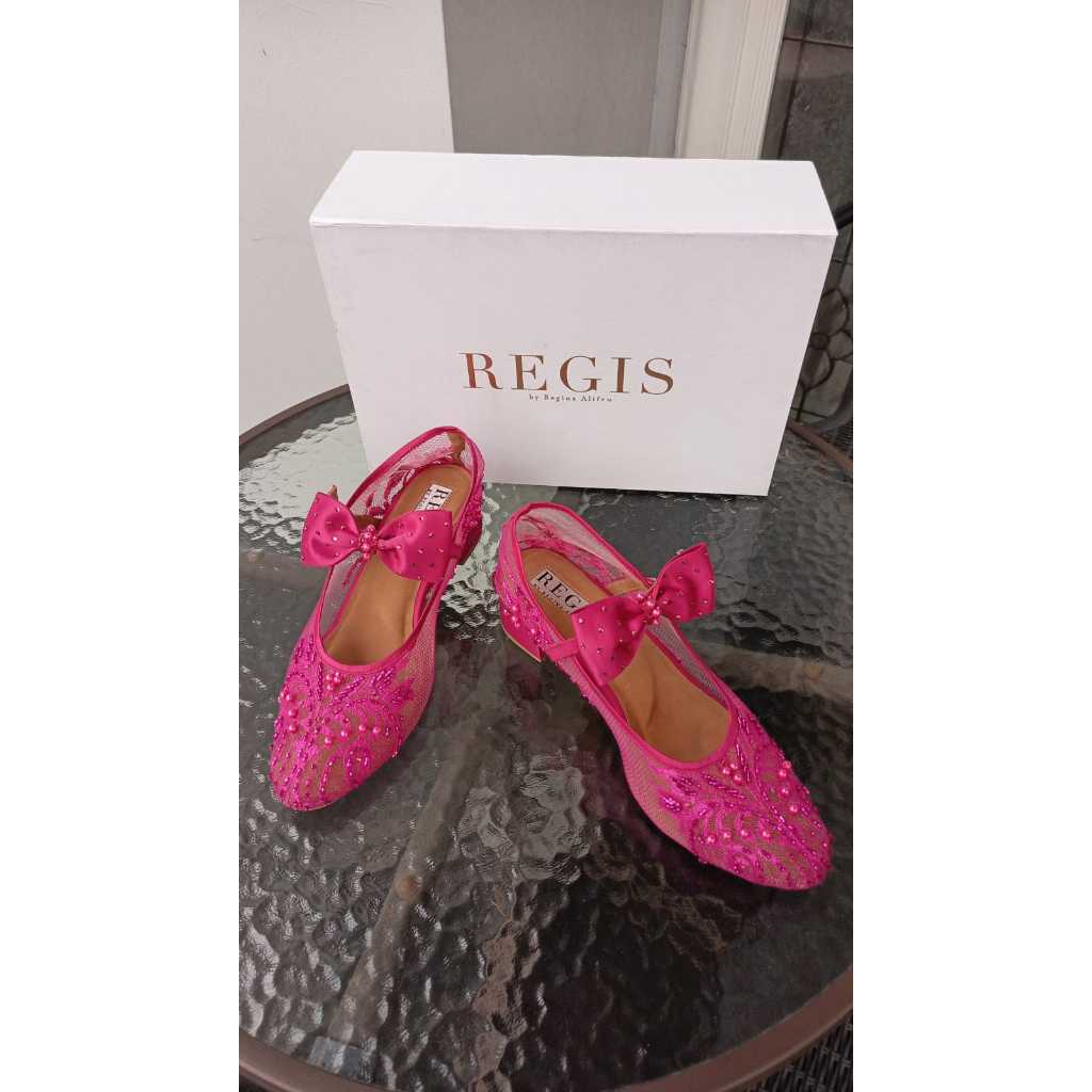 Exclusive Design by REGIS Bridal Shoes Pink Bow with Pearl