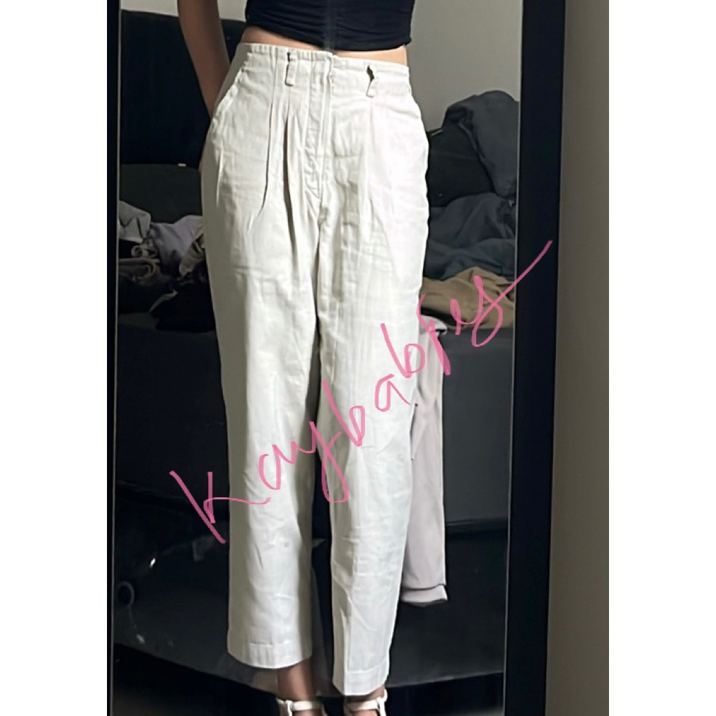 Preloved Linen Ankle Pants Ivory
