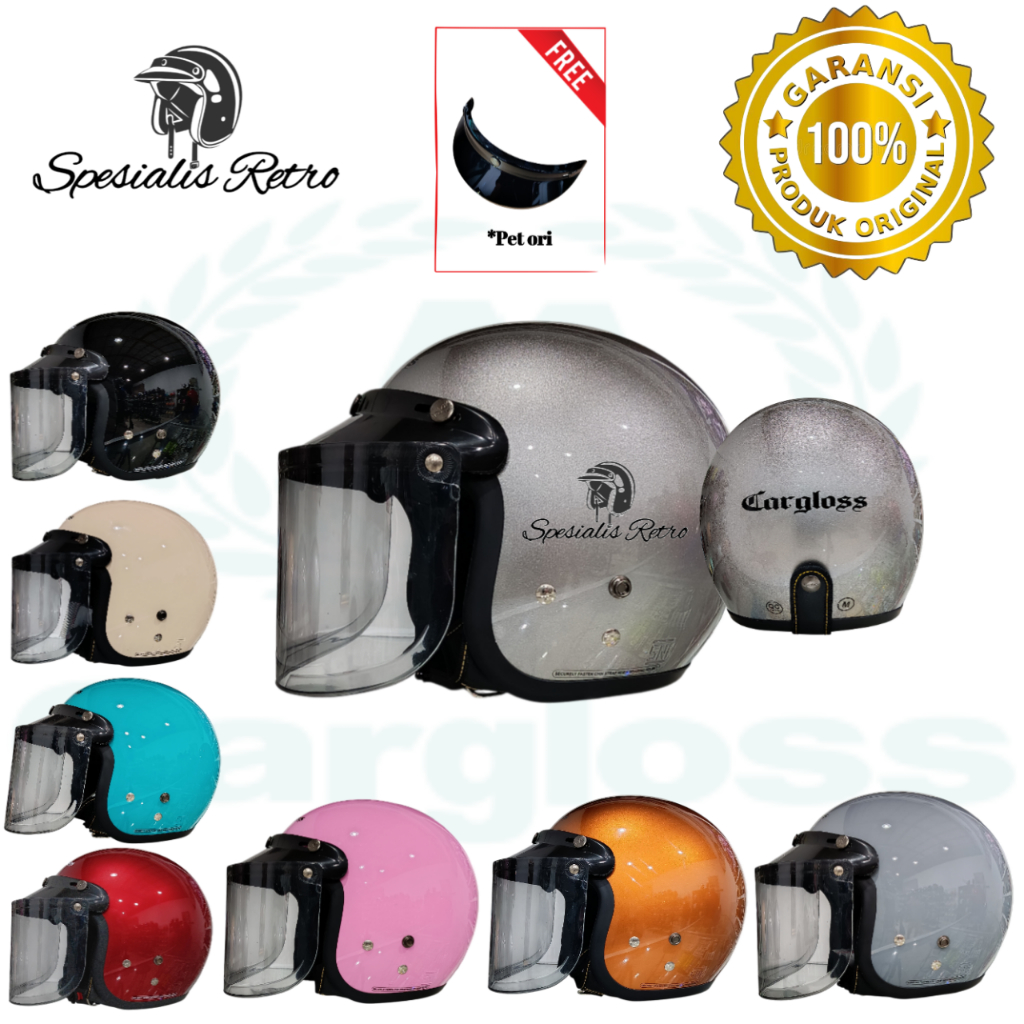 Helm Cargloss original 100% + kaca, cargloss CFM - plus kaca, FREE pet ori