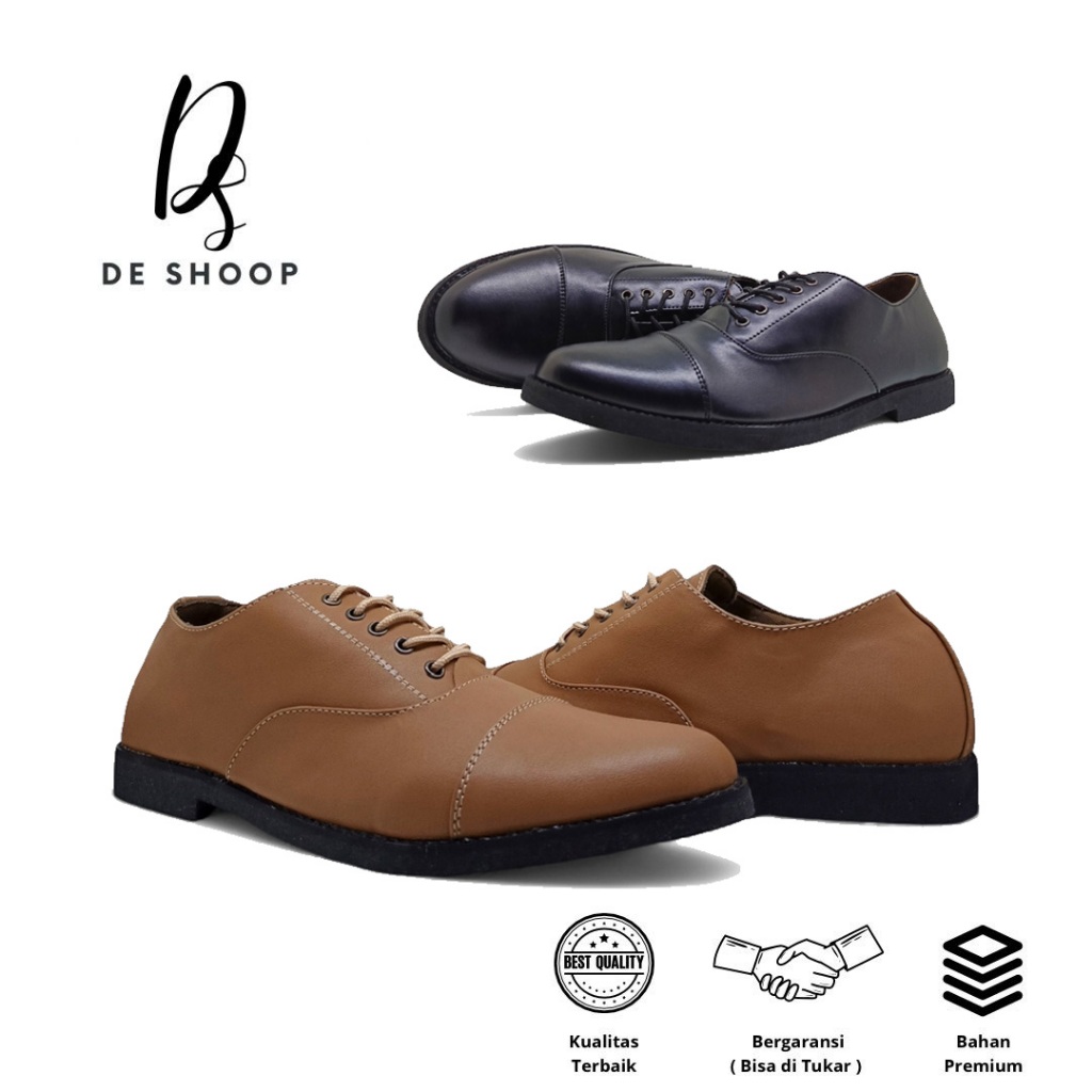DeShoop Sepatu Oxford Kulit Asli Kualitas Premium Unisex Ukuran Big Size | No. 44 45 46 47 | Sepatu 