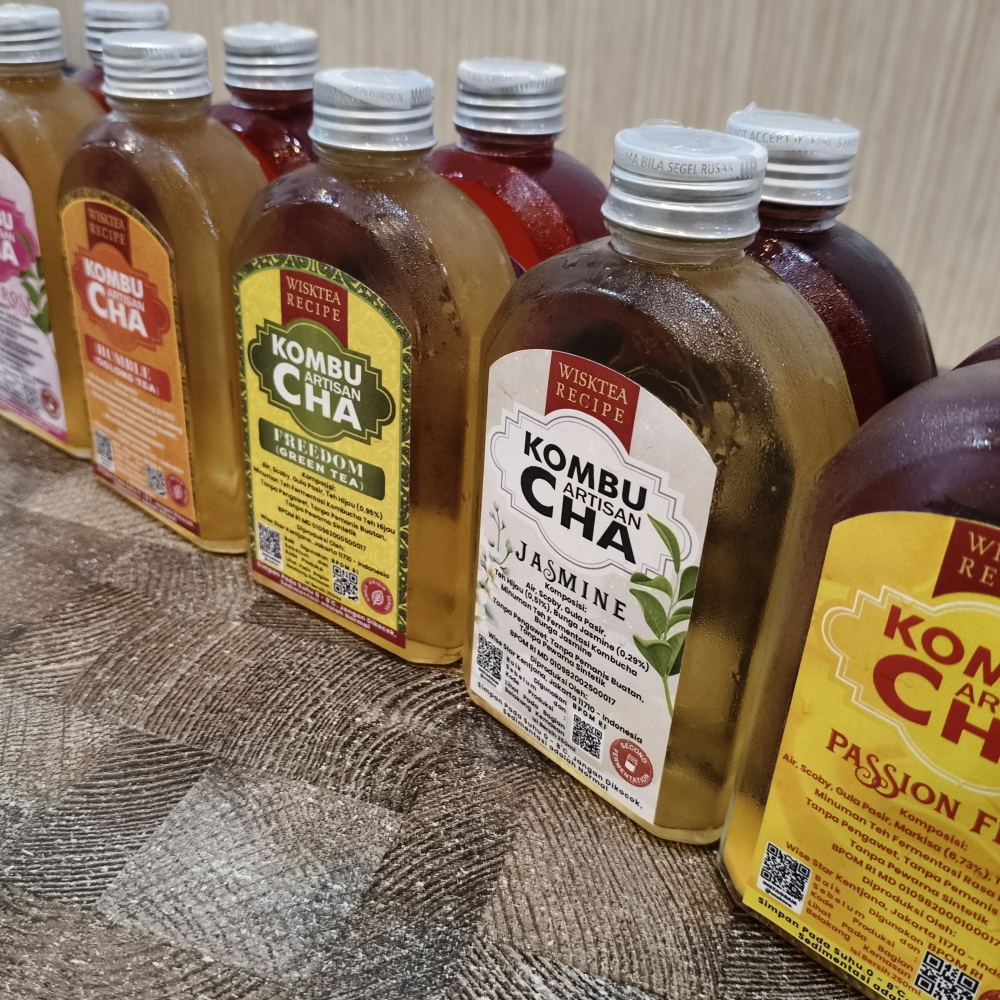 Artisan Kombucha WISKTEA RECIPE 250 ml ( Jasmine / Passion Fruit / Green Tea / Pink Rose / Oolong Te