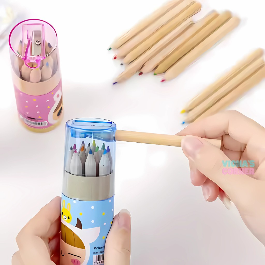 

[PEDAGANG MURAH] Pensil Warna 12 IN 1 + Serutan Pensil Color Pencils Quality Pensil Warna Karakter Kemasan Tabung Murah Lucu Praktis