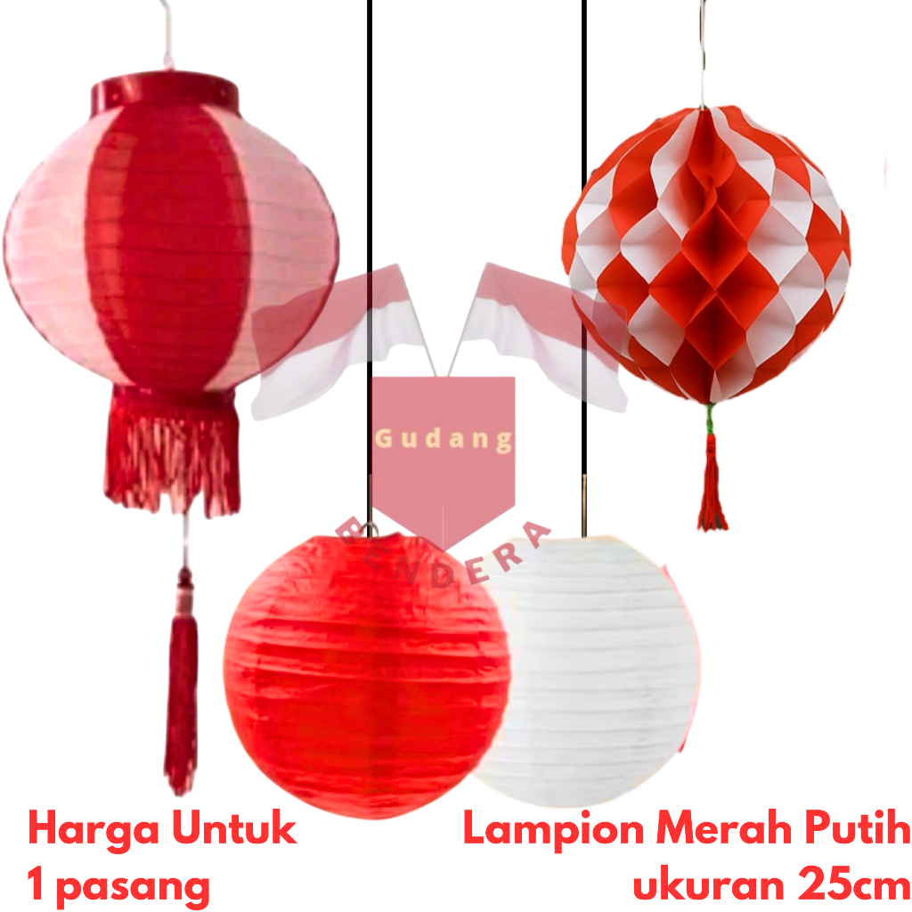 Lampion merah putih Isi 2 HUT RI 17agustus lampion merah lampion kain lampion kertas
