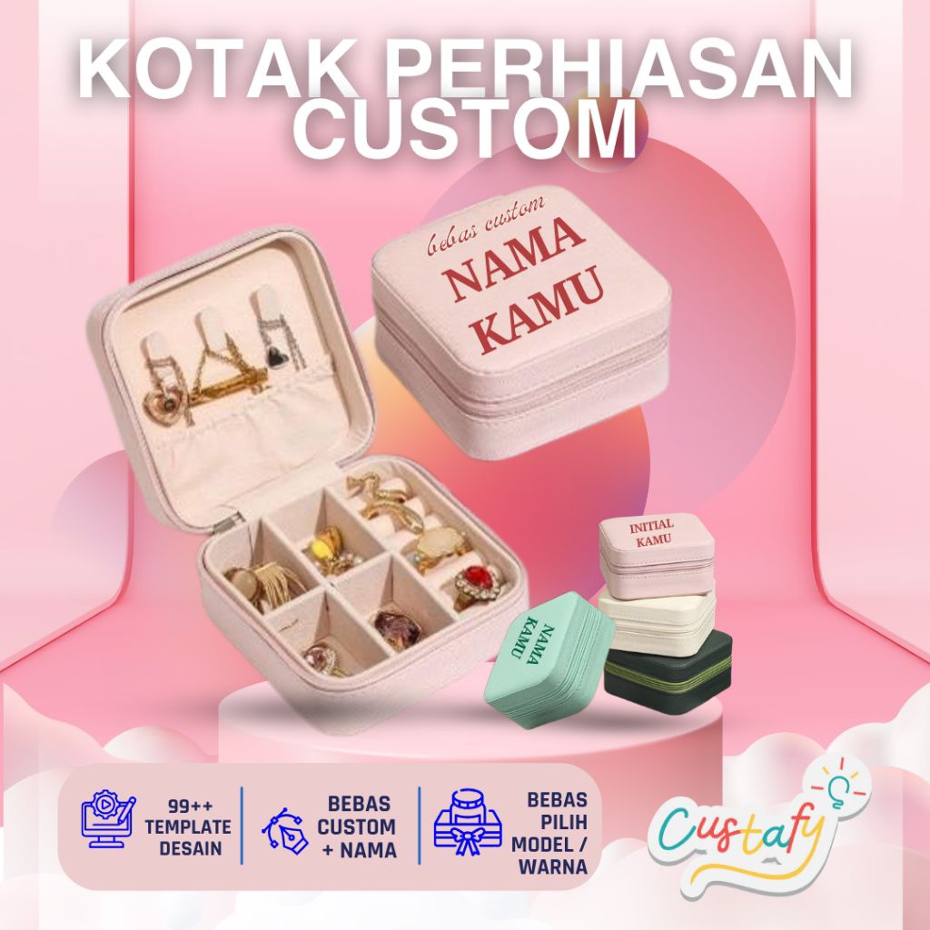 KOTAK PERHIASAN MINI CUSTOM / TRAVEL JEWELRY BOX  / KOTAK PERHIASAN NAMA
