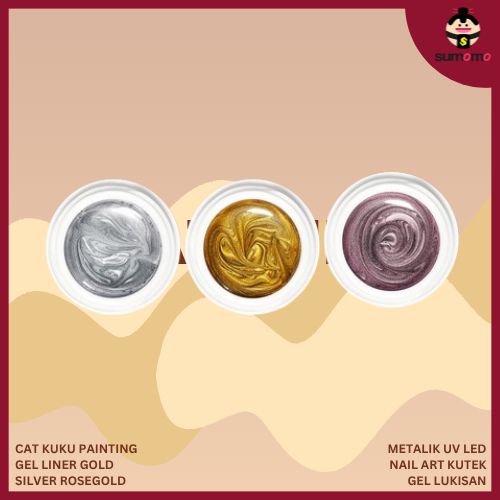Cat Kuku Painting Gel Liner Gold Silver Rosegold Metalik UV LED Nail Art Kutek Gel Lukisan - KU044