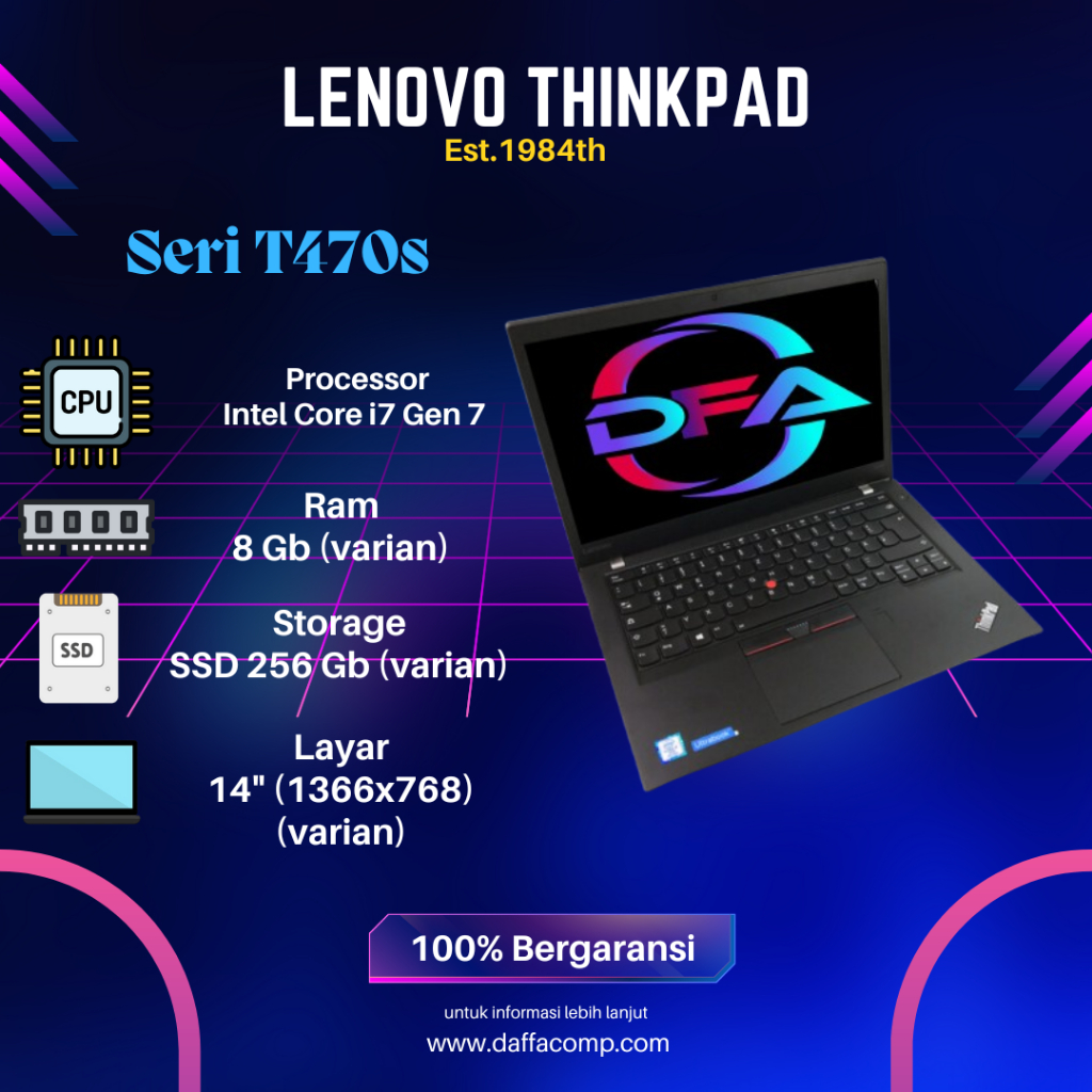 Laptop Lenovo Thinkpad Core i5 / i7 T450 / T450s / T470s Layar 14 Inch Murah Mulus Amanah & Bergaran
