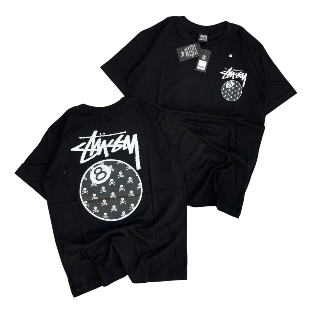 T-SHIRT STUSSY KAOS STUSSY X MASTERMIND 8 BALL HITAM PREMIUM FULLTAG KATUN 24S