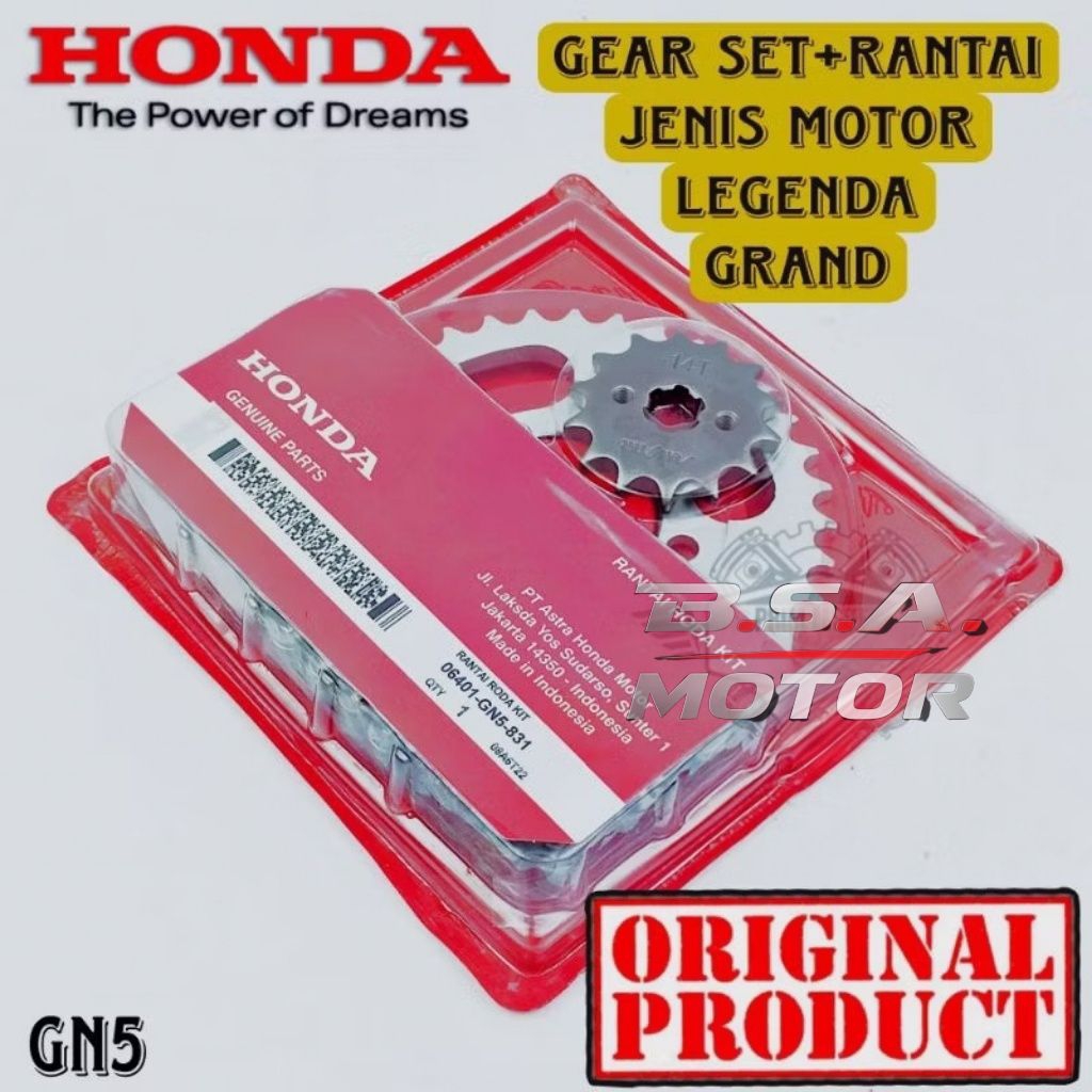 ASLI GEAR SET GN5 ORI HONDA GRAND, LEGENDA, GEAR SET GN5 TERMURAH