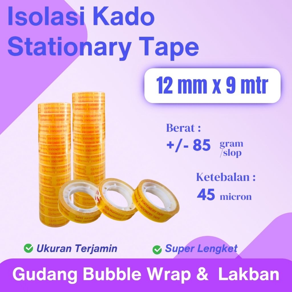 

Isolasi Kado 12 mm x 9 m Super Lengket Ukuran Terjamin