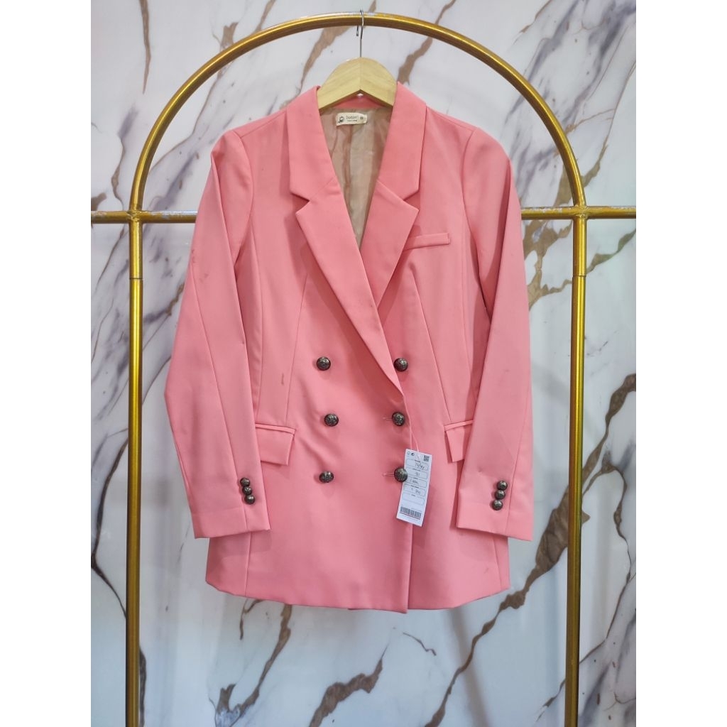 Premium Blazer Pink soft Salmon peach salem Made in Korea DOTORI Size S LD90-92 Rare color kancing B