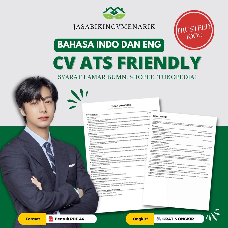 KODE F62J JASA Bikin CV ATS Friendly  CV Ideal Perusahaan  CV Profesional