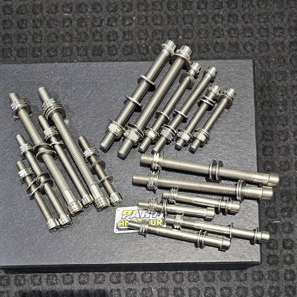Baut mesin pangkon mesin depan belakang Tiger mp gl bubut baut L stenlis stainless bubut custom Baut