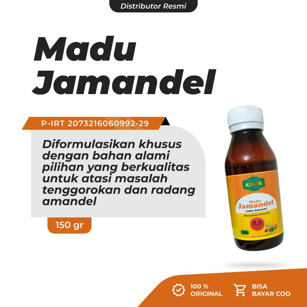 

Obat Amandel dan Radang Tenggorokan Ampuh untuk Anak | Asyifa Madu Jamandel | 150gr