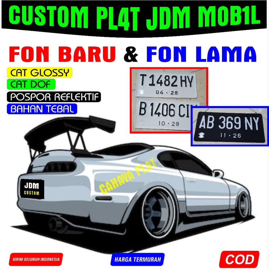 FRAME PLAT JDM  DAN PLAT JDM //  FONT BARU  // FONT LAMA // untuk mobil