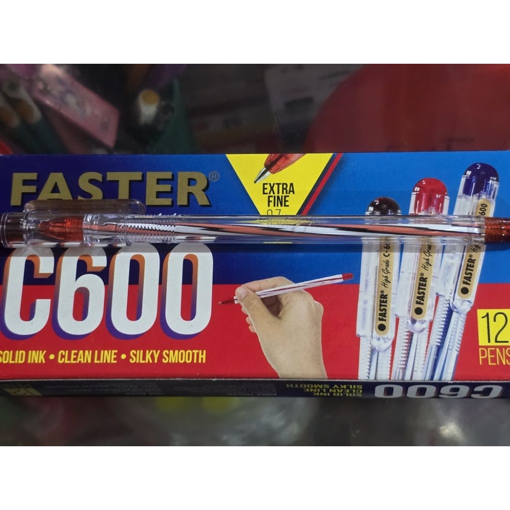 

PULPEN FASTER C600 HITAM BIRU MERAH BALL PEN FASTER PENA 0.7mm FASTER