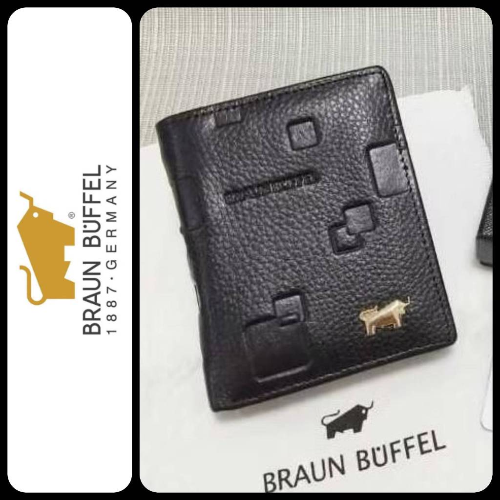 Braun Buffel Vertical men's leather wallet dompet lipat pria premium 818 smc