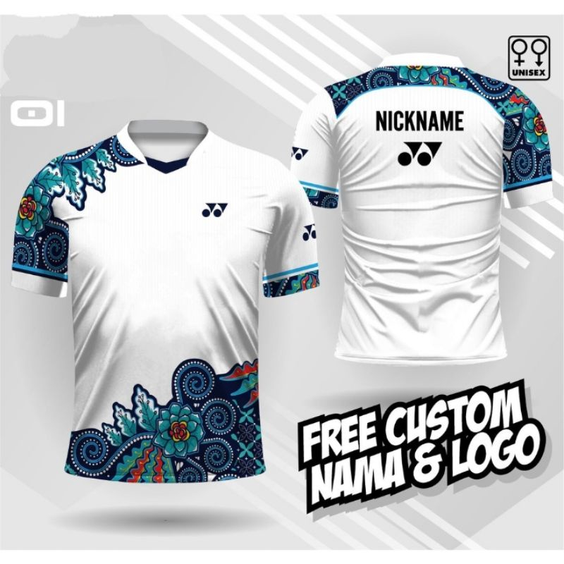 Jersey Badminton Batik/Kaos Jersey Bulutangkis Batik 01 Full Printing Free Custom Nama Nomor dan Log