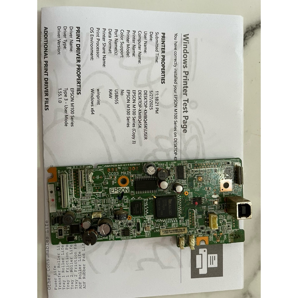 Mainboard Epson M100 kondisi bekas siap pake