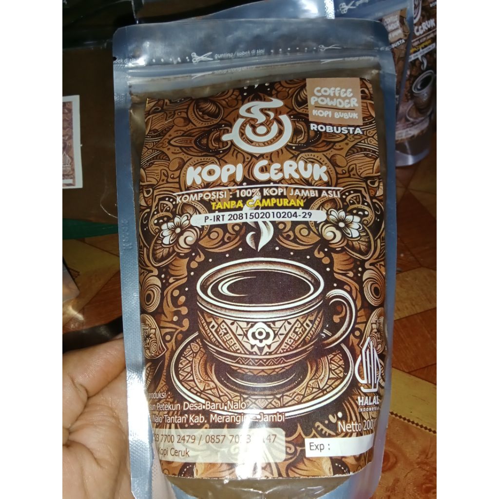 

Kopi Ceruk 200gr, kopi bubuk Robusta 100% Original (Tanpa Campuran). Manual proses