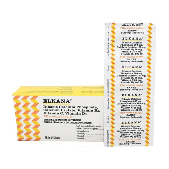 ELKANA TABLET STRIP ISI 10 TABLET - VITAMIN DAN KALSIUM PERTUMBUHAN UNTUK IBU HAMIL DAN PROMIL